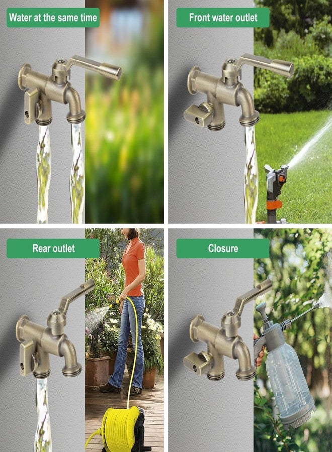 CNYGO Outside Water Faucet,Outdoor Wall Mounted Garden Double Faucets Two 3/4 inch Brass Ball Valves Water Tap Frost-Proof Outside Spigot Replacement with 2 Outlets for Home Balcony (Bronze 3/4" Male Inlet) - Image 5